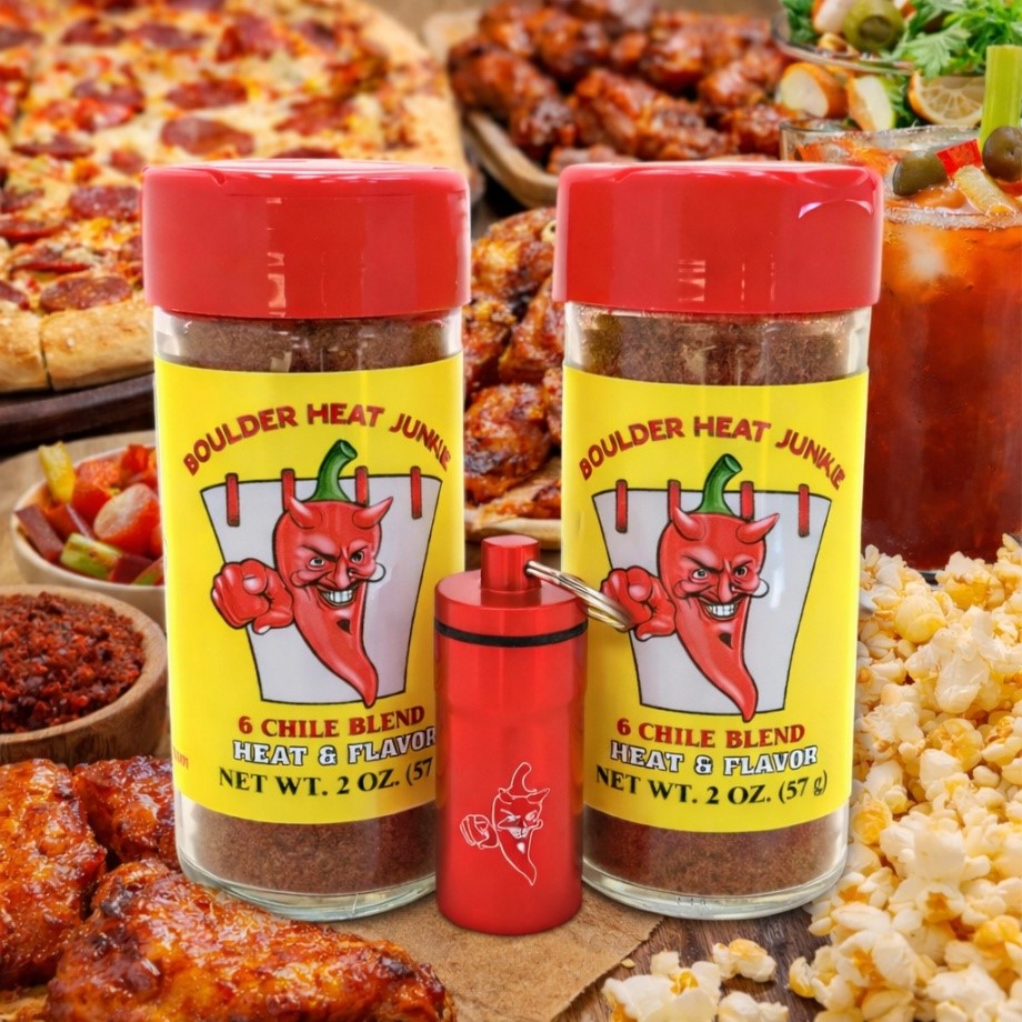 Boulder Heat Junkie 6 Chile Blend 2 Pack with Free 6 Chile Blend Keychain